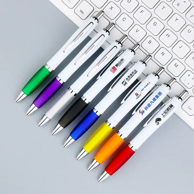 Colorful Plastic Ballpoint Pen Black Ink Pens With Custom Logo For Office School