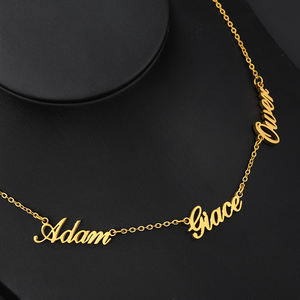 Collar de tres nombres chapado en oro, placa con nombre para varias familias, joyería personalizada, regalos para madres - Product Image 4