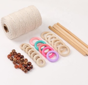Perchas para plantas DIY, cordón <span class=keywords><strong>de</strong></span> macramé Natural <span class=keywords><strong>de</strong></span> 3mm, cuentas <span class=keywords><strong>de</strong></span> madera, anillos, palo <span class=keywords><strong>de</strong></span> madera, <span class=keywords><strong>Kit</strong></span> <span class=keywords><strong>de</strong></span> inicio <span class=keywords><strong>de</strong></span> macramé DIY para decoración del hogar - Product Image 4