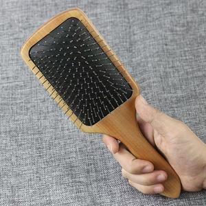 Hemu Tablero grande Peine para peinar el cabello liso Cojín Airbag Masaje del cuero cabelludo Peine para el cabello de color madera natural - Product Image 3