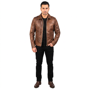 2026 Latest Design Winter Wear <b>Warm</b> Leather <b>jacket</b> for <b>men</b> Fashion Wear Full Sleeve <b>Men's</b> Casual Zipper Leather <b>jacket</b> for <b>men</b> - Product Image 1