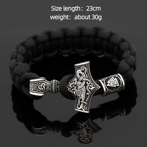 Bracciale Vichingo Mitologia Norrena Catena Multistrato Martello <span class=keywords><strong>Thor</strong></span> Testa Lupo Ciondolo Uomo Gioielli Ingrosso Fornitore - Product Image 2