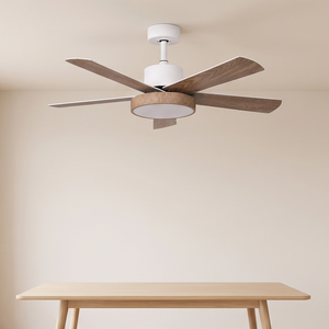 Ventilateur de plafond silencieux <span class=keywords><strong>ProBreeze</strong></span> 42 pouces à moteur DC, 5 pales en bois, lumière LED dimmable, télécommande, 6 vitesses, 30-34 dB, idéal pour salle à manger - Product Image 1