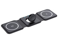 Penjualan terlaris 3-in-1 lipat magnetik 15W pengisian daya nirkabel berdiri ponsel pengisian cepat Earphone Desktop pemegang pengisi daya