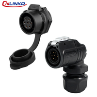 Conector de Alimentación Industrial Cnlinko IP68, Conector de Cable a Prueba de Agua LED de 7 Pines, Macho y Hembra, de Plástico y Metal LP16 de 90 Grados
