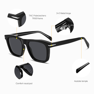 Nuevas gafas de sol con montura de acetato TR90, montura cuadrada, gafas de sol polarizadas, gafas de sol Unisex con logotipo personalizado a la moda - Product Image 6