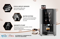 Machine à expresso et à thé de qualité commerciale EVOACAS 220V en acier inoxydable, à poser sur table, écran tactile 15,6 pouces, pompe magnétique 9 bars