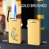 Briquets à gaz butane rechargeables en métal gravés personnalisés, résistants au vent, réutilisables pour une utilisation en extérieur et à la maison