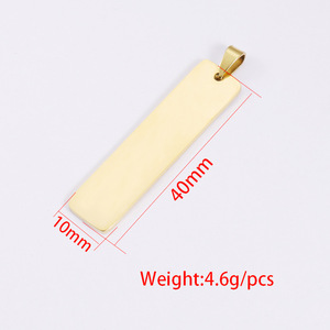Colgante rectangular grabado con logotipo personalizado, barra en blanco de acero inoxidable, dijes de oro rosa para fabricación de joyas, venta al por mayor - Product Image 6