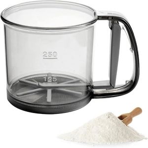 Tamis à farine en plastique écologique de 3 tasses avec presse manuelle et mailles fines - Product Image 3