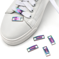 Logo personnalisé étiquette en métal chaussures dentelle breloques pour coureurs arc-en-ciel couleur étiquette Sneaker lacet breloques pour chaussures