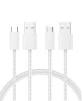 Kabel Pengisian Cepat 1.5m 15W USB-A ke USB-C 2-Pack Berbahan Nilon Kepang untuk iPhone 17/16 untuk S25 untuk iPad Pro 10-Putih