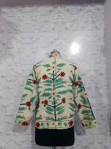Hand Embroidered Suzani Woven Winter Boho Women's Floral <b>Kantha</b> Quilted Eco-Friendly Cotton <b>Jacket</b> Artisan Handmade - Product Image 2