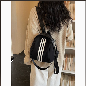 Women <b>Black</b> Nylon <b>Striped</b> Chest Bag Zipper Closure <b>Top</b> Handle Shoulder Crossbody Bag Sport Style Large Capacity Fashion - Product Image 5