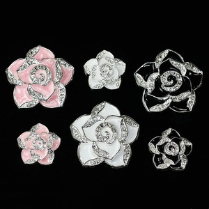 情人节创意奢华优雅山茶花金属黑粉色花朵吊饰DIY饰品配件手机壳装饰 - Product Image 1