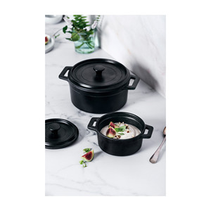 Mini cocotte in melamina nera di piccole dimensioni per cuocere e servire - Product Image 2