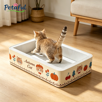 Petaful Griffoir carré moderne de luxe pour chat, thème chat, avec nid de repos, hauteur réglable, en carton ondulé écologique