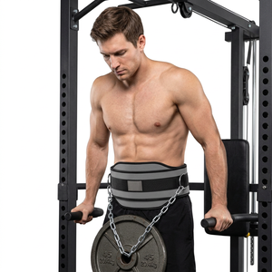 Fitness Compression Workout Dip <b>Belt</b> Heavy Duty Neoprene Chain Weightlifting Bodybuilding <b>Exercises</b> Back Support Waist Trimmer - Product Image 1