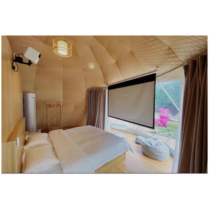 Dôme géodésique de luxe en PVC pour glamping, étanche, avec salle de bain, pour hôtels et resorts en plein air, tailles OEM usine <span class=keywords><strong>3M</strong></span> <span class=keywords><strong>5M</strong></span> 8M 12M 15M 20M - Product Image 2