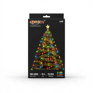 Luces de red para árbol de Navidad ODR3DS, 180 LED, 70,9 pulgadas, multicolor, para decoraciones festivas - Product Image 1