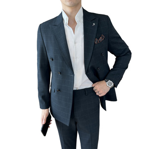Completo Formale <span class=keywords><strong>da</strong></span> Uomo con Blazer e Pantaloni Doppiopetto, Abito <span class=keywords><strong>da</strong></span> <span class=keywords><strong>Cerimonia</strong></span> in 3 Colori, Stile Business con Chiusura a Zip - Product Image 2