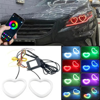 Nouvelles bagues LED RGB à effet de poursuite et de course, en forme de cœur, pour phares de voiture, 12V, ajustement universel