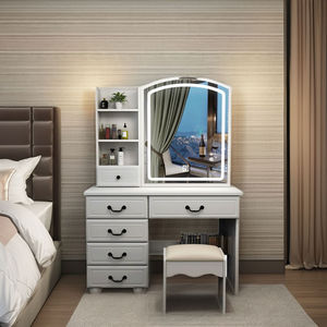 Table de toilette moderne et simple en chêne, style minimaliste, avec <span class=keywords><strong>rangement</strong></span> intégré, éclairage et plateau amovible, mobilier de chambre à coucher - Product Image 4
