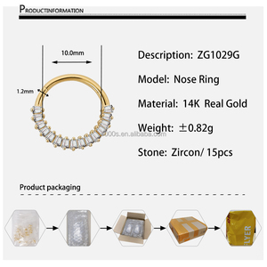 AU585 <strong>14K</strong> Solid Yellow Gold Jewelry Zircon <strong>Nose</strong> Ring Piercing Jewelry for Women and Men - Product Image 6