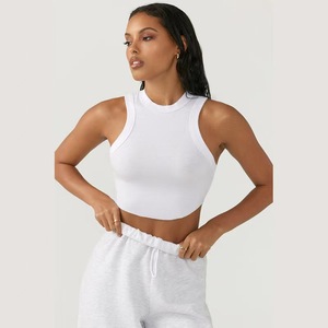 Tops Cortos Casuales <span class=keywords><strong>de</strong></span> Verano para <span class=keywords><strong>Mujer</strong></span>, Tejido <span class=keywords><strong>de</strong></span> Punto Transpirable, Top Deportivo, Logotipo Personalizado al por Mayor, Tops sin Mangas - Product Image 2