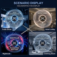 Ventilateurs holographiques 3D de 60 cm, projecteur holographique publicitaire intelligent LED WiFi Bluetooth pour intérieur, luminosité 1500 cd, 170° de vision
