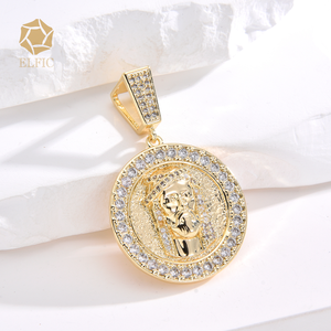 Colgante Elfic Hip Hop Chapado en Oro de 14K con Circonitas de <span class=keywords><strong>San</strong></span> <span class=keywords><strong>Benito</strong></span>/Virgen María, Dije Religioso de Zircón, Accesorio de Joyería al Por Mayor - Product Image 2