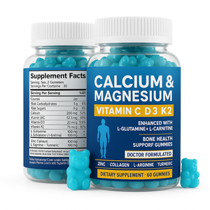 Gomitas de Suplemento de Calcio Herbal OEM para Adolescentes, Apoyo para la Fuerza Ósea con Vitaminas D3, K2 y Magnesio, 60 Unidades - Product Image 1