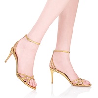 Chaussures de Mariage Dorées à Talons Hauts de 3 Pouces pour Demoiselles d'Honneur, Sandales à Bride Boucle Or, Talons Aiguilles Or pour Femme