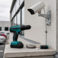 Ensemble de perceuse sans fil avec deux batteries, chargeur et jeu de forets pour travaux d'installation et de réparation