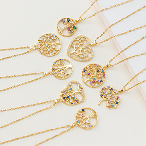 Collar <span class=keywords><strong>de</strong></span> Oro con Colgante <span class=keywords><strong>de</strong></span> Árbol <span class=keywords><strong>de</strong></span> la Vida para Niñas, Joyería <span class=keywords><strong>de</strong></span> Diamantes para Fiesta <span class=keywords><strong>de</strong></span> Halloween - Product Image 2