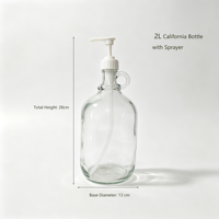 Vente en gros de growlers en verre de 2000 ml, style California, avec pompe distributrice pour lessive et savon de salle de bain
