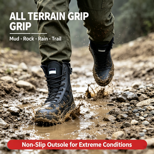 Bottes tactiques de sécurité montantes en cuir PU pour hommes, idéales pour l'hiver, les activités extérieures et les gardes de sécurité, personnalisables OEM/ODM, certifiées ISO CE - Product Image 3