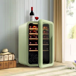 Retro Hầm Nhỏ Mini Bar Tủ Lạnh Cổ Tủ Lạnh Thùng Tủ Lạnh Cửa Kính Tủ Lạnh Rượu Vang