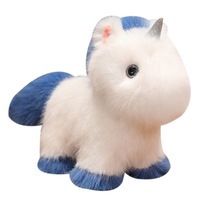 En gros, Grande poupée licorne fantaisie mignonne en peluche faite à la main, en poils de vison, debout, anti-stress, pour anniversaire d'enfants