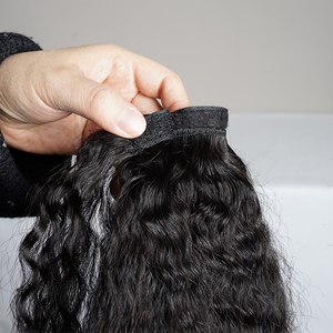 Cola de caballo al por mayor Clip en extensión Cuerpo recto Rizado Cordón recto Envoltura alrededor de cola de caballo de cabello humano - Product Image 3