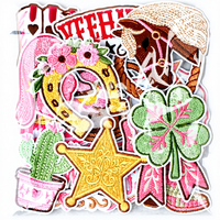 Patchs thermocollants brodés style western rétro, motif botte de cowboy, cheval, décor Wild West, appliques Howdy pour vêtements DIY