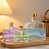 Bouteille diffuseur de parfum à bâtonnets en verre carré plat de haute qualité, vide, 100ml, 200ml, 330ml, 500ml, avec bouchon en liège