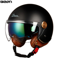 Casco Abierto BEON B-120 con Doble Visera, Homologado 3C para Bicicleta Eléctrica y Motocicleta, para Todas las Estaciones, Visera Extraíble, Forro Lavable
