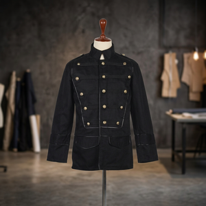 Handmade Custom Goth Coat For <b>Men</b> Casual Velvet Winter Trench Outerwear Zipper Pocket-Decor Plus Size <b>Warm</b> Soft-Wool Material - Product Image 1