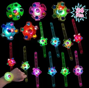 Grosir anak-anak Led mainan gelang kartun bercahaya gelang berputar giroskop menonton cincin mainan