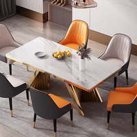Ensemble table et chaises de salle à manger multifonctionnel en acier inoxydable, style italien minimaliste moderne, luxe léger, pour 4/6 personnes, petite pièce