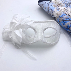 Máscara de ojos de media cara para adultos, estilo Venecia, para Halloween, con <span class=keywords><strong>tela</strong></span> brillante y flores de hilo, máscara de plástico - Product Image 4