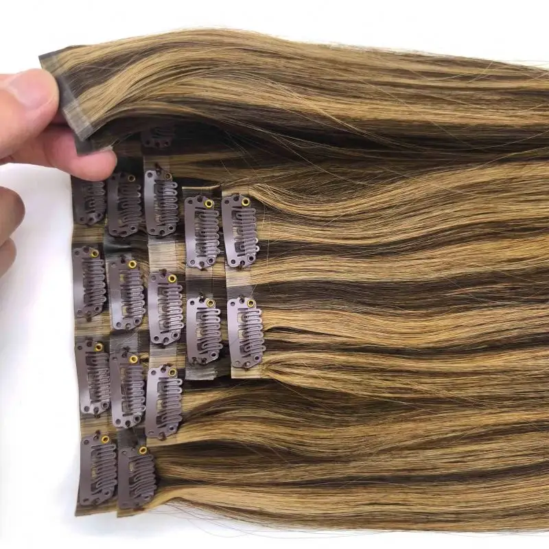 이중 익사 유럽 레미 인간의 머리카락 머리카락에 머리카락 확장 클립에 원활한 Pu 클립