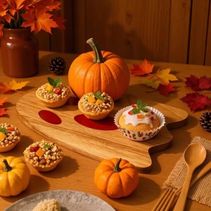 Plateaux en bois en forme de citrouille pour Halloween, en bambou, décoration intérieure et extérieure pour fête d'Halloween - Product Image 2