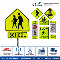 Panneau de signalisation de zone scolaire conforme MUTCD - Panneau de passage piétonnier jaune vert fluorescent pour routes américaines, panneau en aluminium